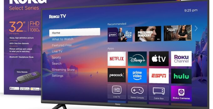 Roku Smart TV 2025 – 32-Inch Select Series, 1080p Full HD TV – Roku TV with Voice Remote – Flat Screen LED Television with Wi-Fi for Streaming Live Local News, Sports, Family Entertainment