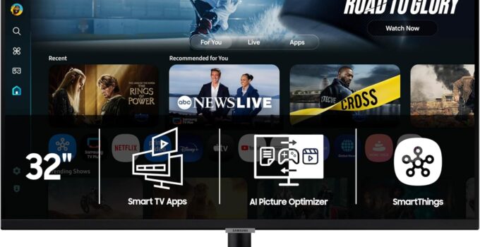Samsung 32” Smart Monitor M7 (M70F) 4K UHD Display, Samsung Vision AI, Smart TV Apps, Gaming Hub, USB-C, HDMI and USB-A, Black, LS32FM702UNXZA, 2025