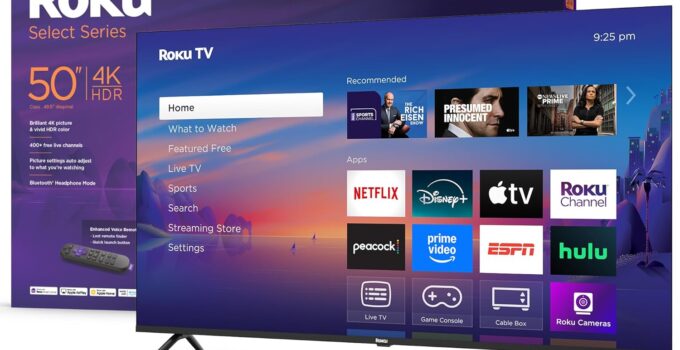 Roku Smart TV 2025 – 50-Inch Select Series, 4K HDR TV – RokuTV with Enhanced Voice Remote – Flat Screen LED Television with Wi-Fi for Streaming Live Local News, Sports, Family Entertainment