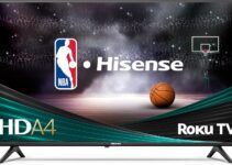 Hisense 32-Inch Class A4 Series HD 720p Smart Roku TV with Alexa Compatibility (32A4HNR) – Dolby Audio, Slim Bezel Design, Google Assistant